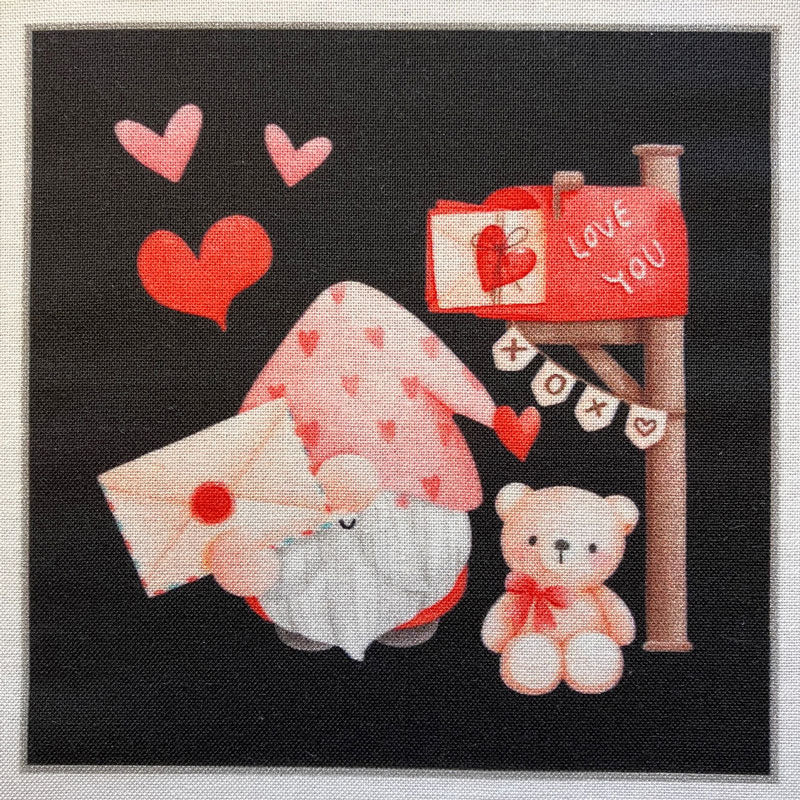 Valentine Gnomes 4" Fabric Panels - Set of 5 - The Art of Home - Jacquelynne Steves