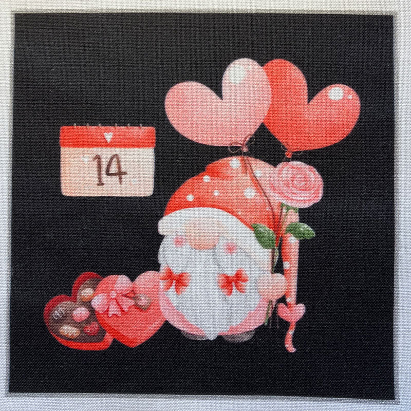 Valentine Gnomes 4" Fabric Panels - Set of 5 - The Art of Home - Jacquelynne Steves