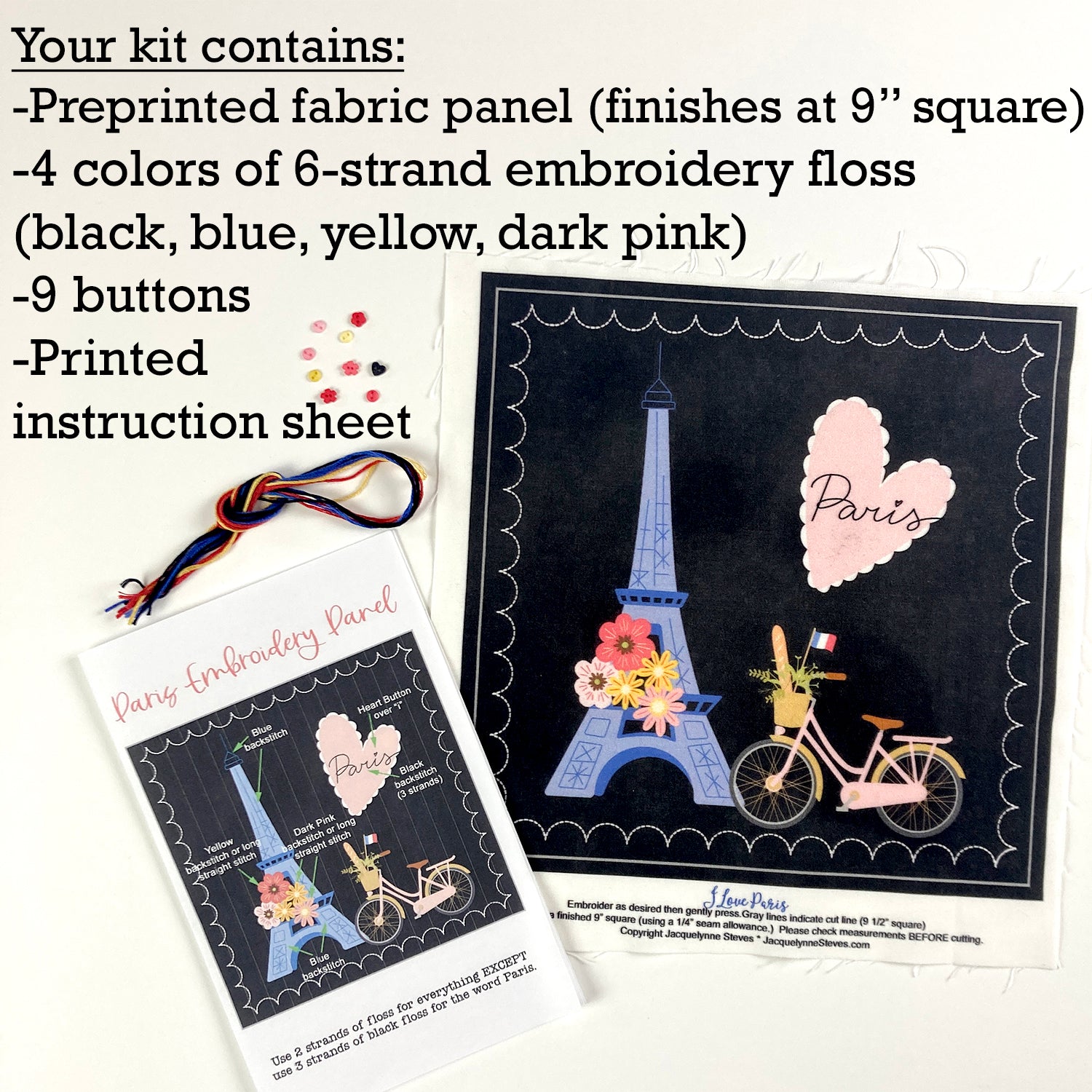 I Love Paris Embroidery Kit - Jacquelynne Steves