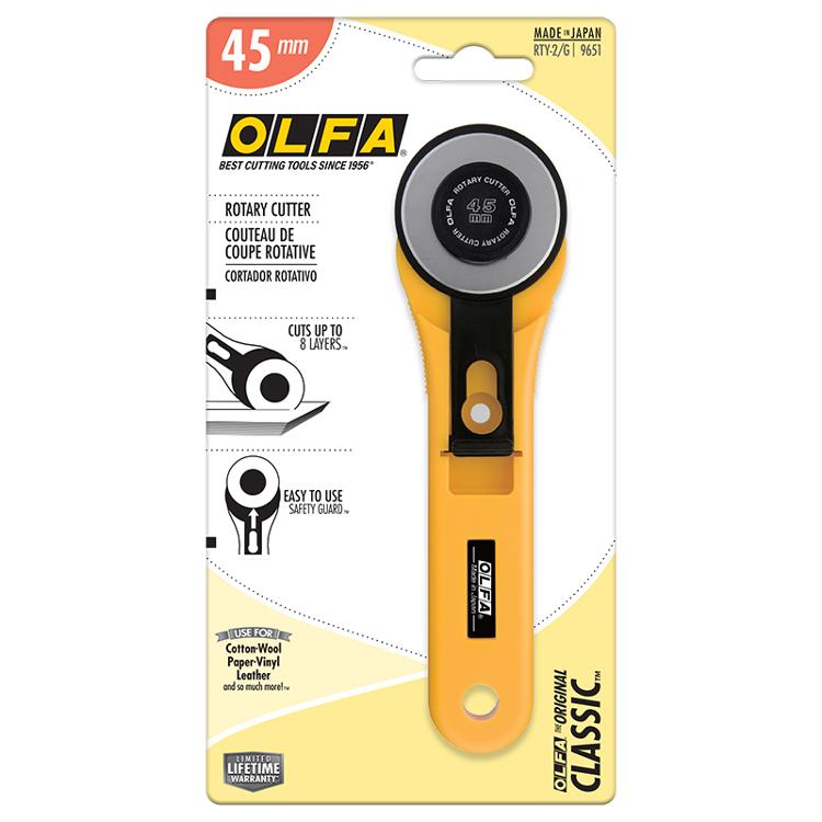 yellow rotary cutter in Olfa packaging