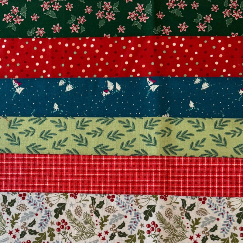 Collection of patterned Christmas holiday fabrics