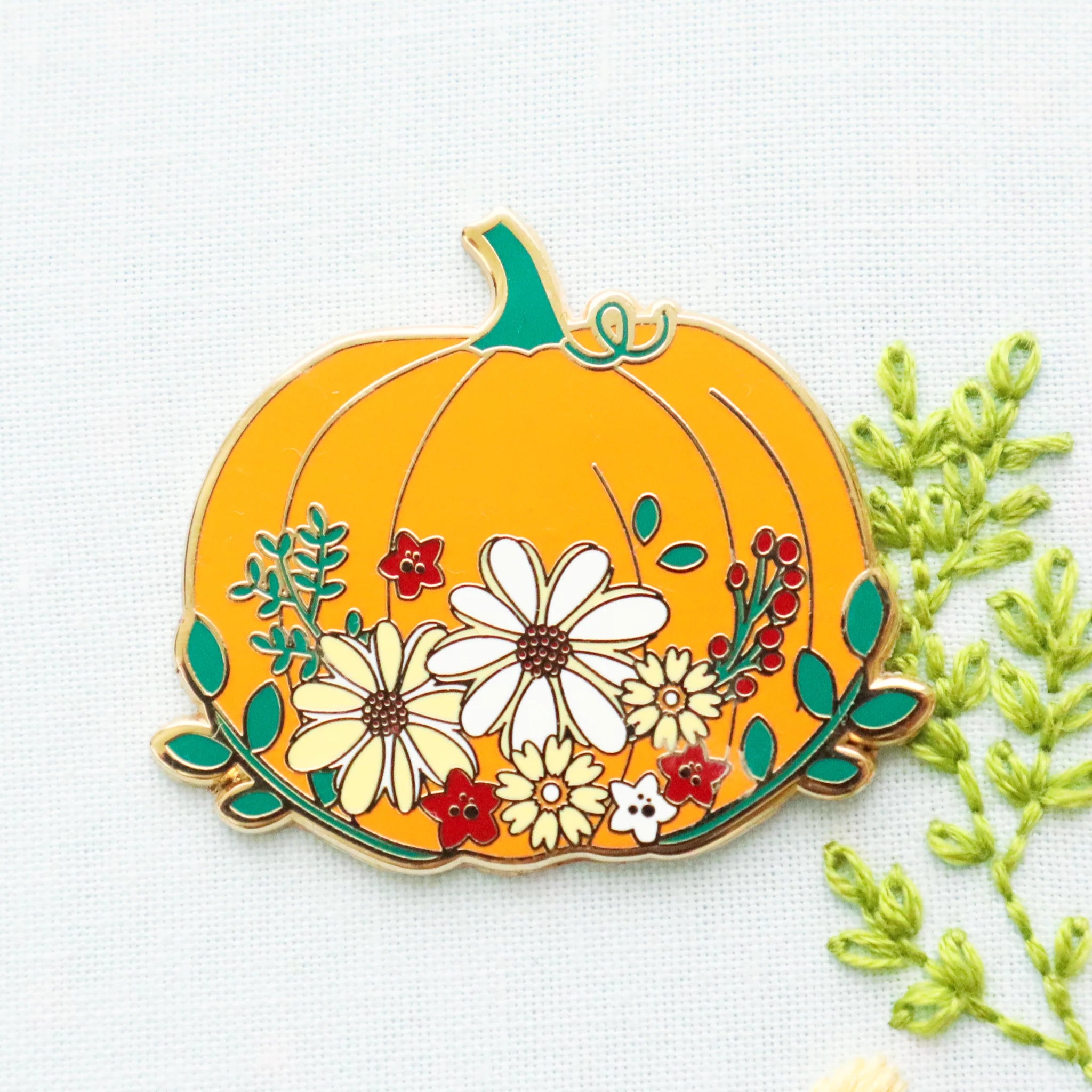 Floral Pumpkin Magnetic Needle Minder - Jacquelynne Steves
