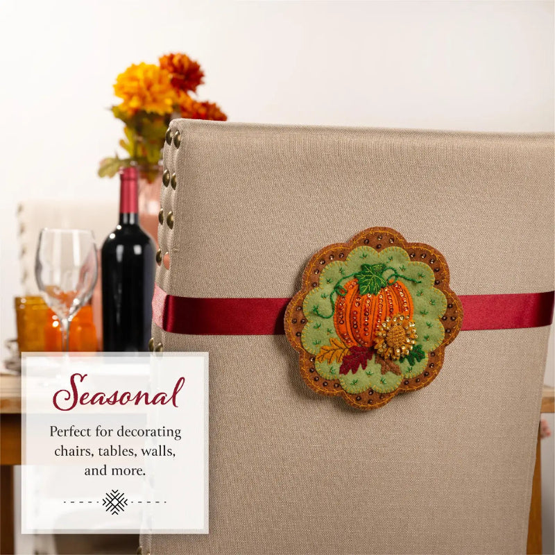 Pumpkin Patch Pair Felt Wall Hanging / Candle Mat - The Art of Home - Jacquelynne Steves