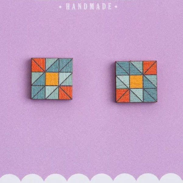 Quilt Block Wooden Earrings - The Art of Home - Jacquelynne Steves