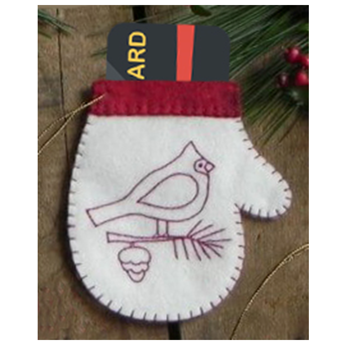 Redwork Mittens Ornaments Kit - Jacquelynne Steves