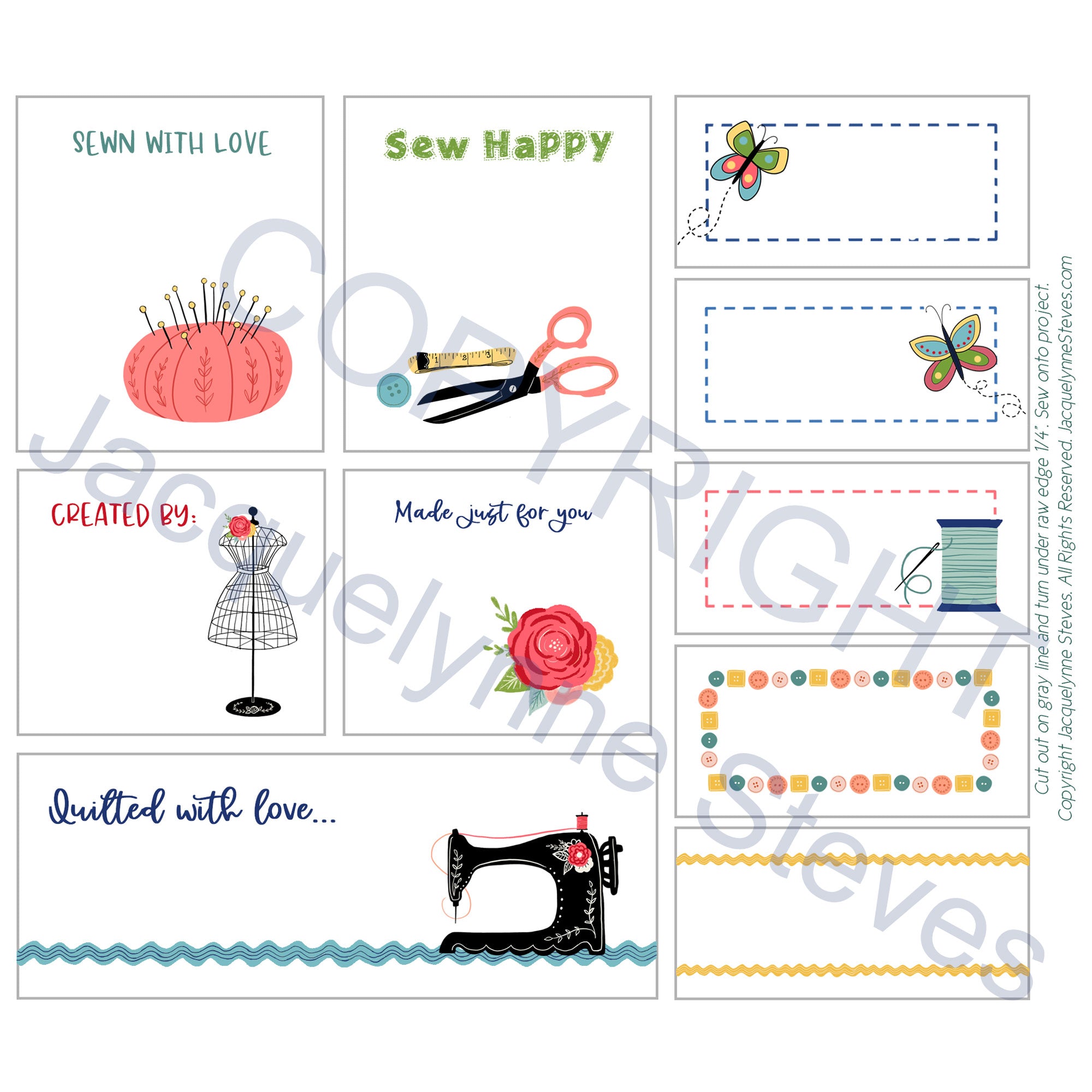 Sew Happy Quilt Labels - Sew Happy BOM - Jacquelynne Steves