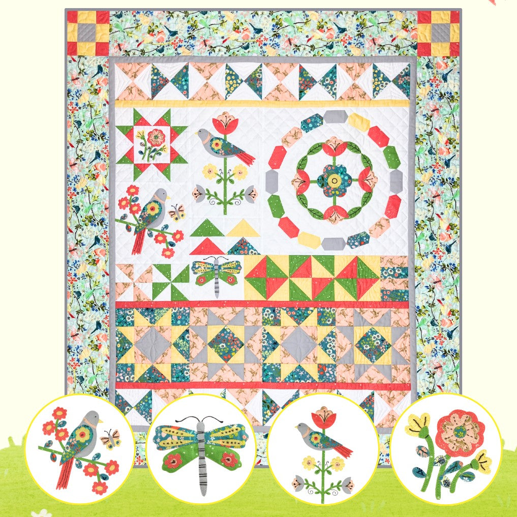 Songbird's Garden Block of the Month Quilt Pattern - The Art of Home - Jacquelynne Steves
