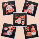 Valentine Gnomes 4" Fabric Panels - Set of 5 - The Art of Home - Jacquelynne Steves
