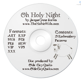Oh Holy Night Machine Embroidery - Digital Files - Jacquelynne Steves