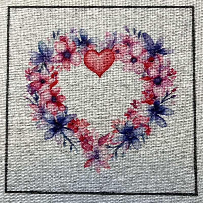 Floral Heart Wreaths 4" Fabric Panels - Set of 5 - The Art of Home - Jacquelynne Steves