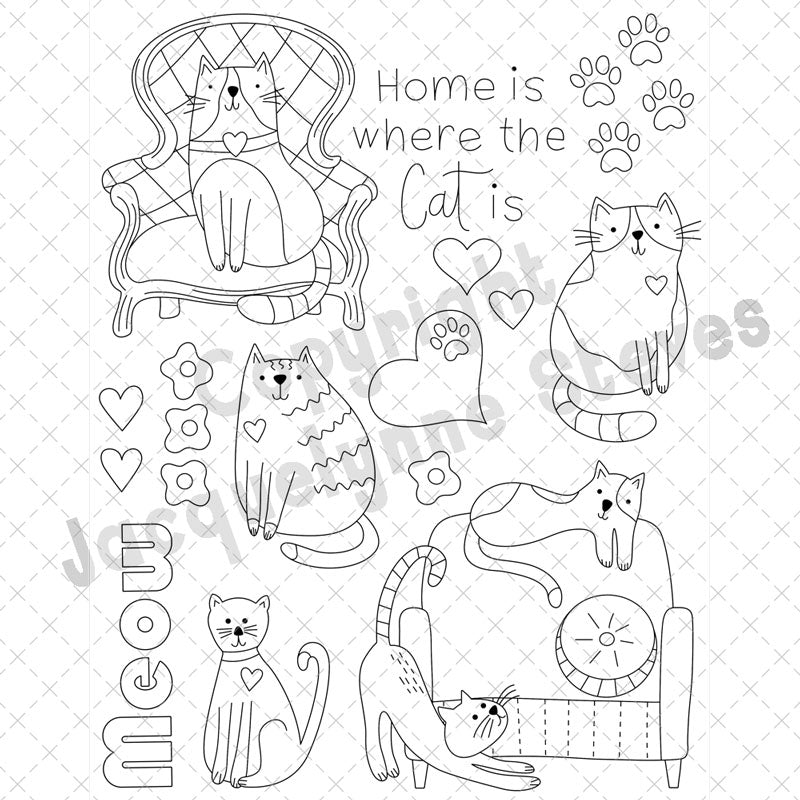 Home Is Where the Cat Is Stick & Stitch Embroidery Sheet - The Art of Home - Jacquelynne Steves