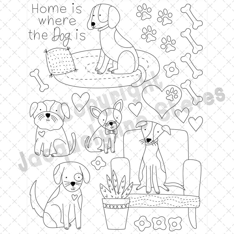 Home Is Where the Dog Is Stick & Stitch Embroidery Sheet - The Art of Home - Jacquelynne Steves