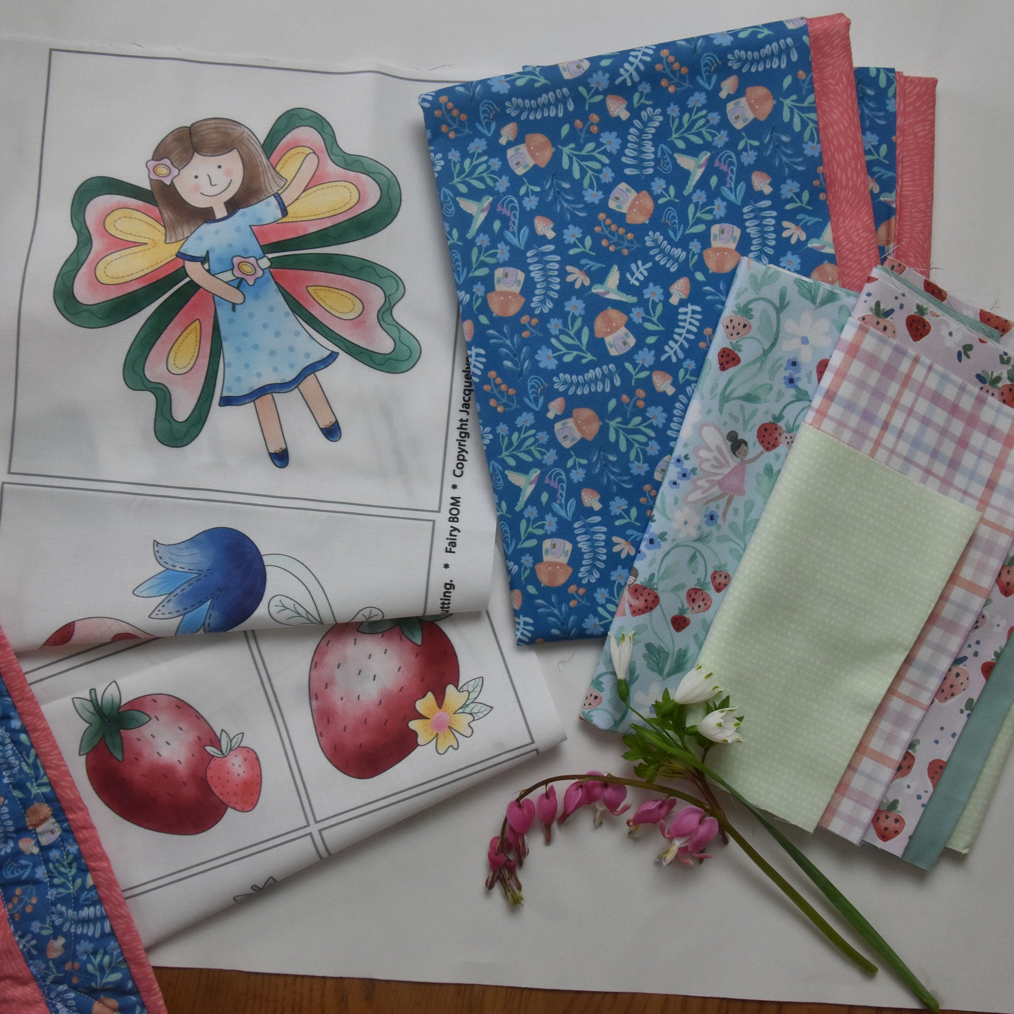 Secret Fairy Garden Fabric Kit with Pre-Printed Panels - Jacquelynne Steves