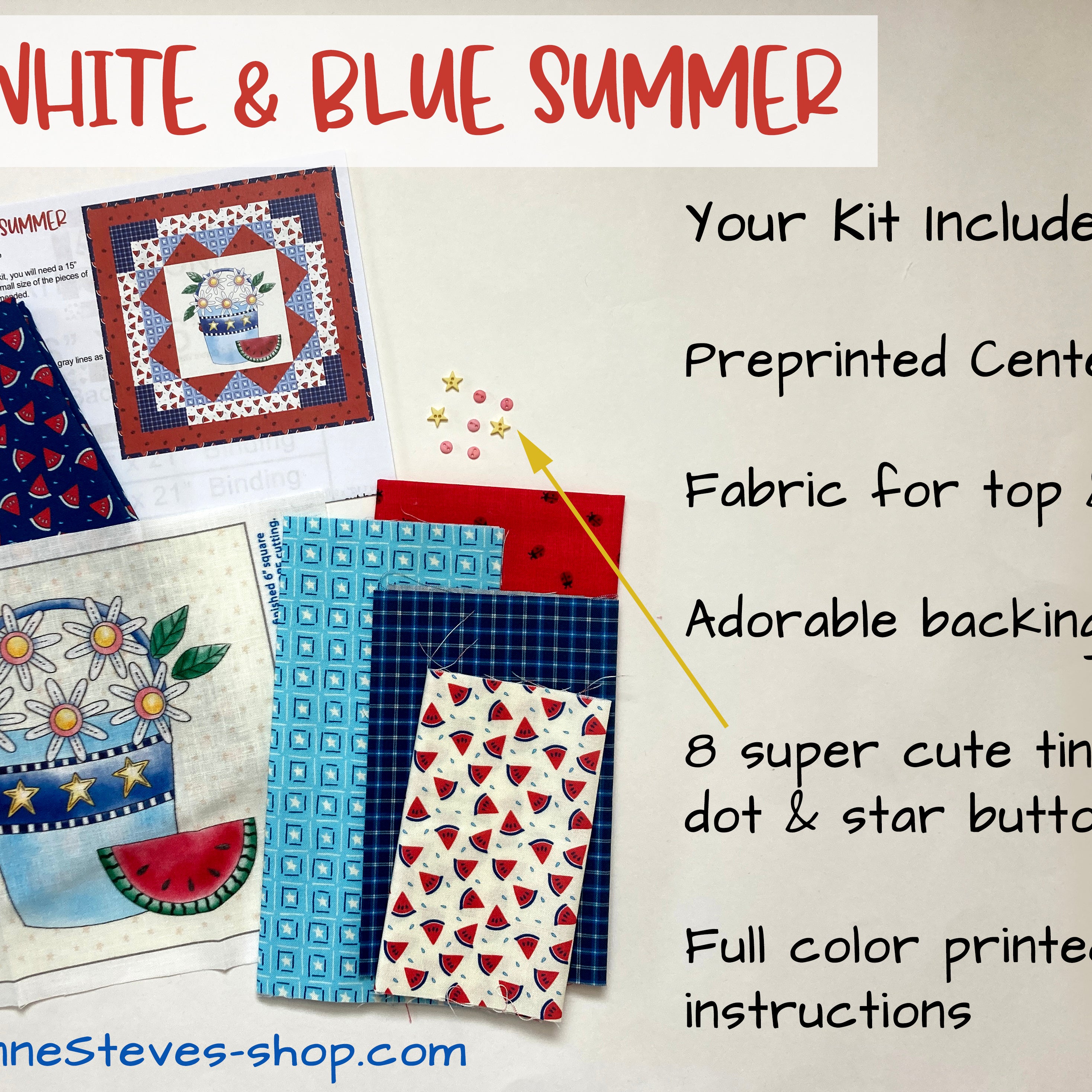 Red, White, & Blue Summer Mini Quilt Kit - Jacquelynne Steves