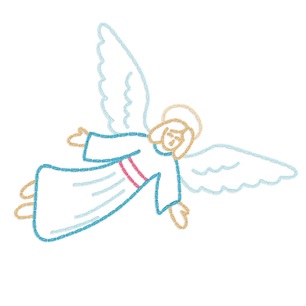 A Christmas embroidery design sheet featuring 'Oh, Holy Night' with a camel carrying a basket, a star, an angel, and three figures of Mary and baby Jesus in different embroidery stitch styles on a white background.