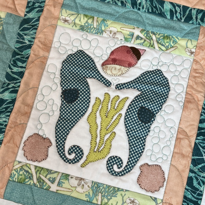 Seahorse applique design - Seashells and Sea Glass Collection
