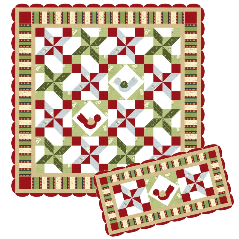 Winter Nest Quilt and Table Runner Pattern - Digital - Jacquelynne Steves