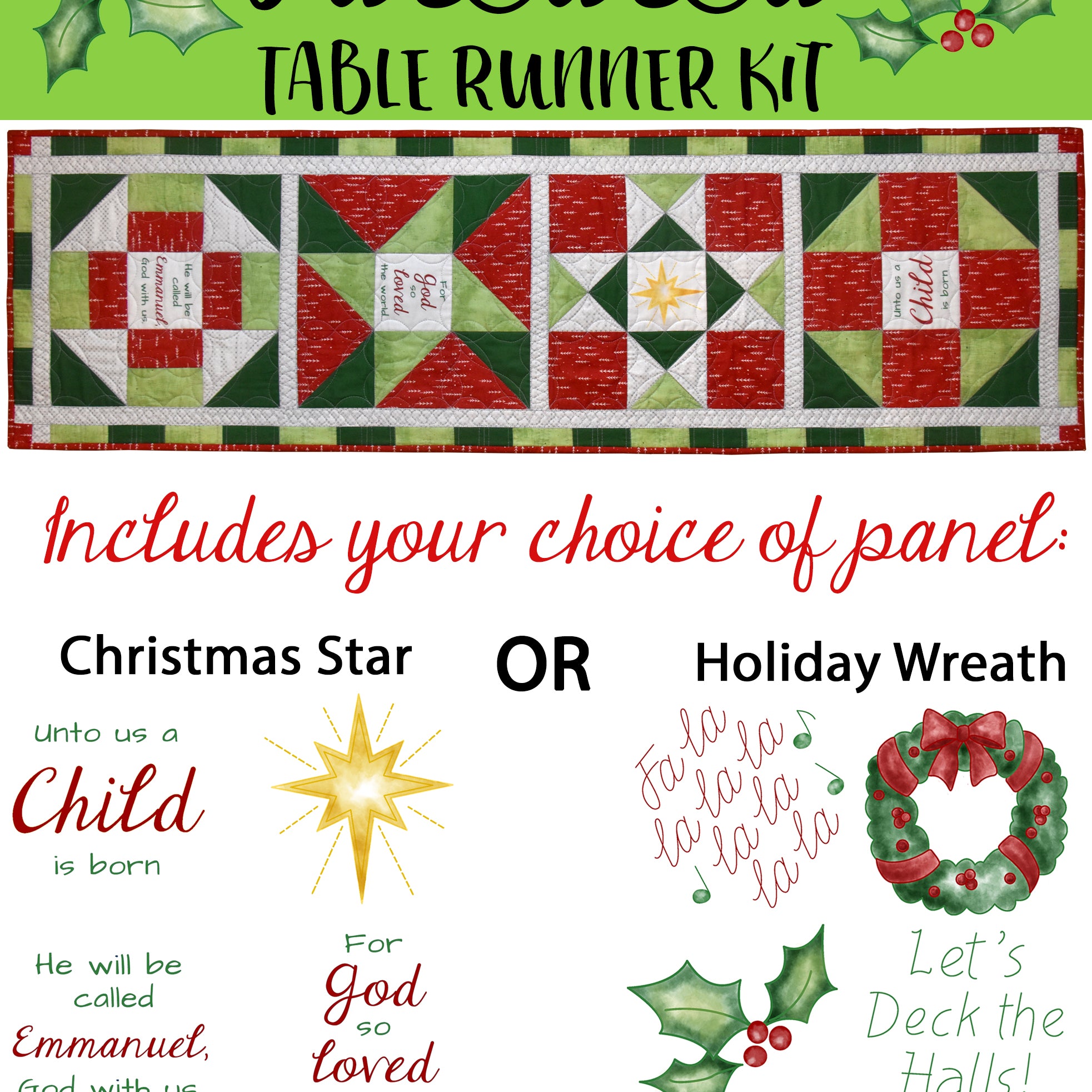 FaLaLa Table Runner Kit - Holiday or Religious - Jacquelynne Steves