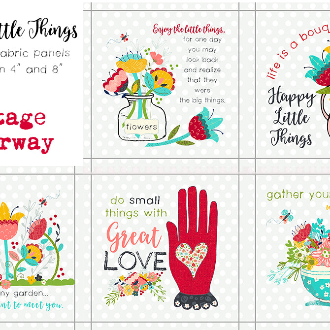 Happy Little Things Quilt 4" Preprinted Quotes Blocks - Jacquelynne Steves