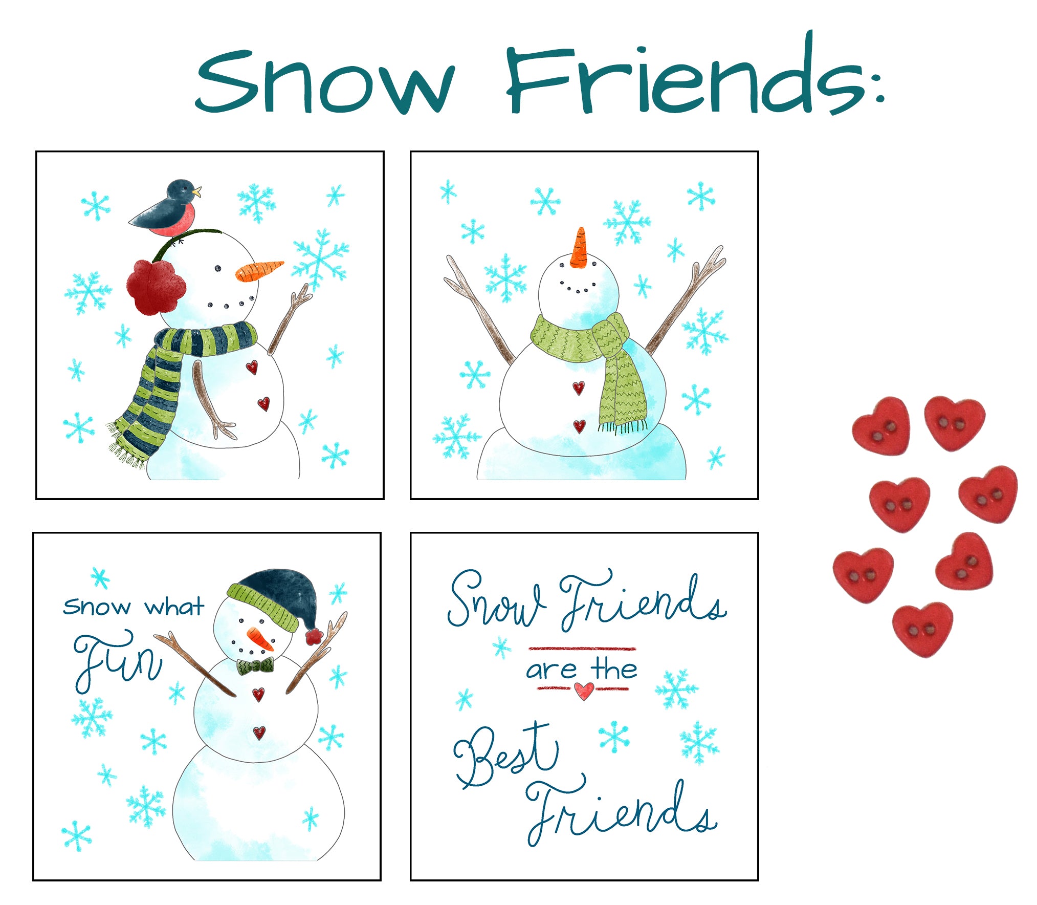Snowmen & Silent Night Fabric Panels with Buttons! - Jacquelynne Steves