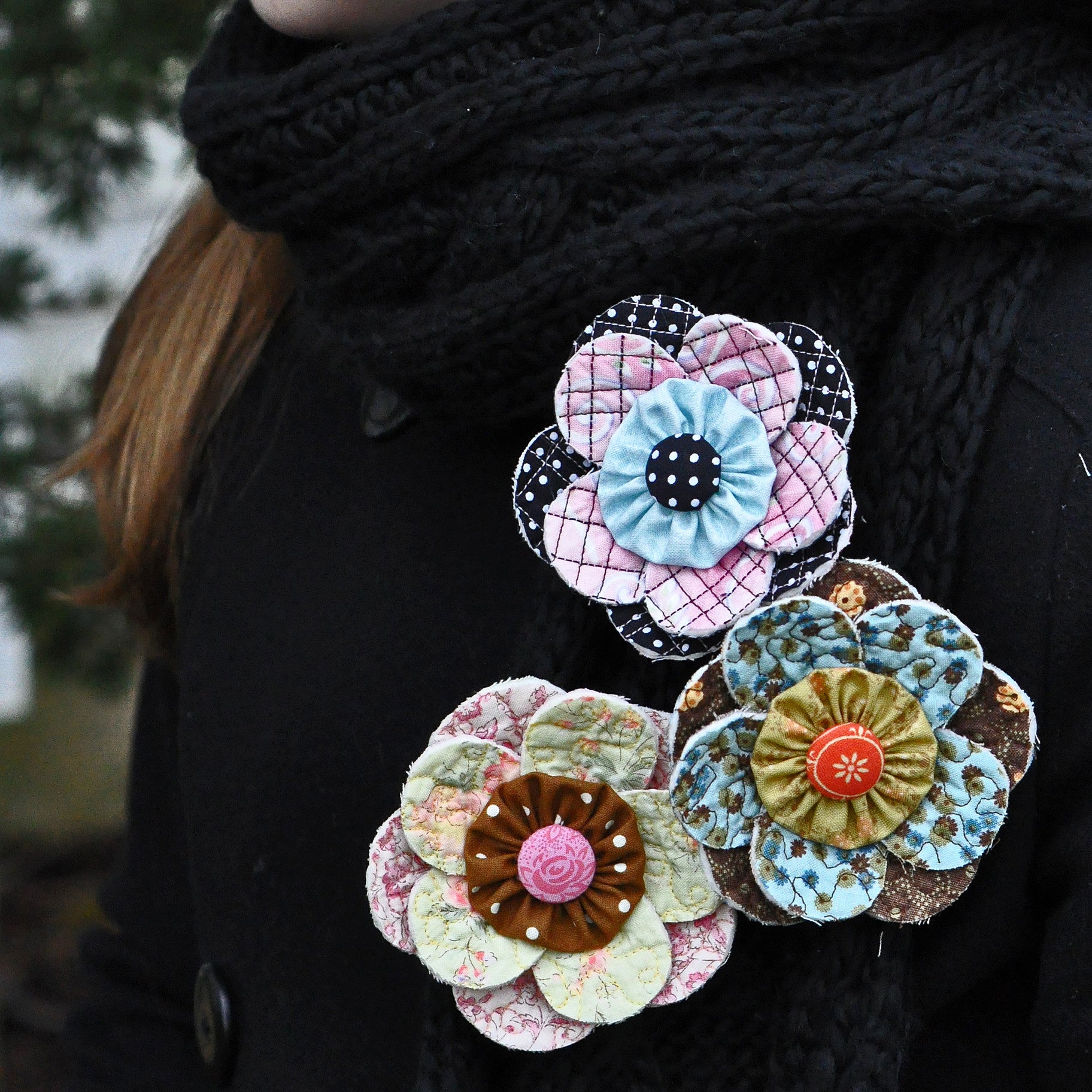 Scrappy Quilt-y Flower Pin Pattern - Digital - Jacquelynne Steves