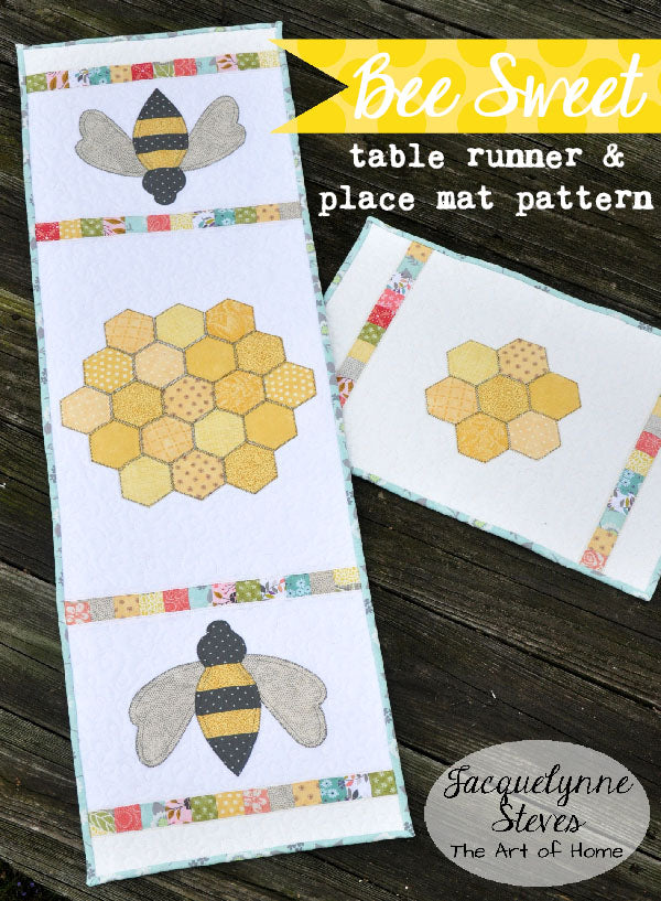 Bee Sweet Table Runner and Placemat Pattern- Digital - Jacquelynne Steves