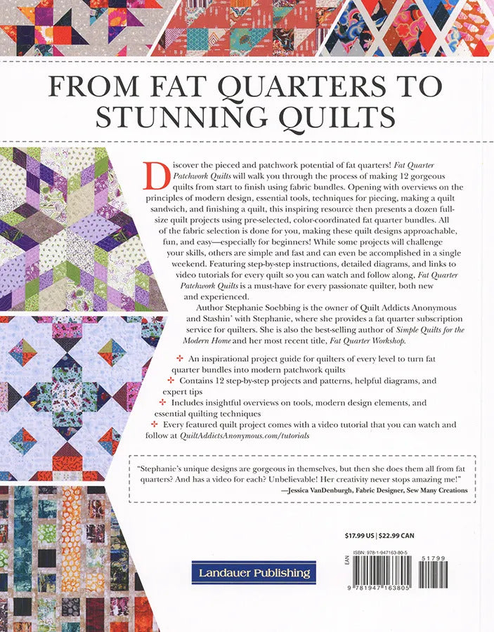 Fat Quarter Patchwork Quilts Book - The Art of Home - Jacquelynne Steves