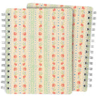spiral notebook with red flowers in stripe pattern
