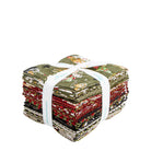 Stack of fabric bundles tied together on a white background
