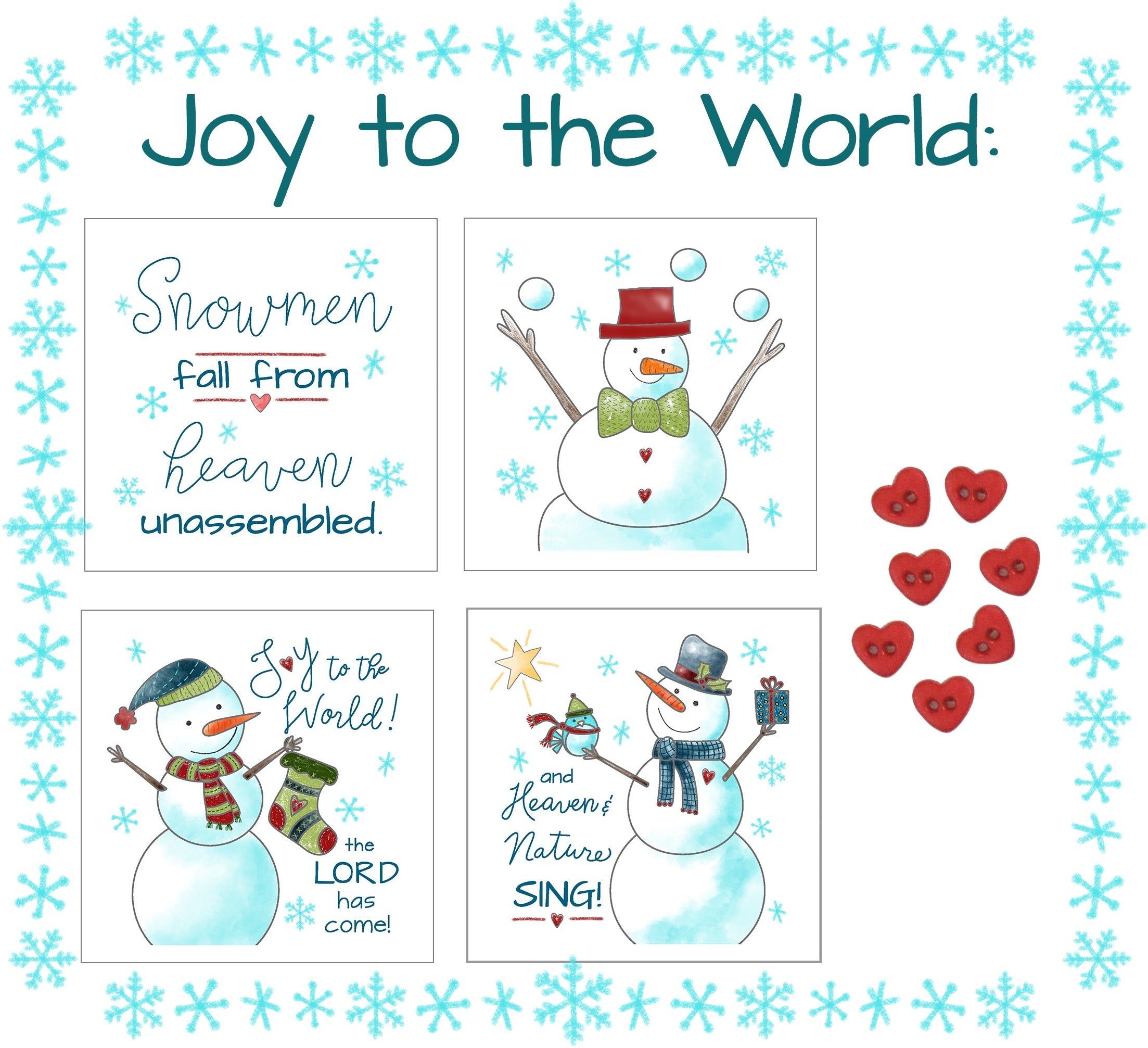 Snowmen From Heaven Fabric Panels with Buttons! - Jacquelynne Steves