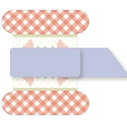 Decorative paper roll with floral design and checkered pattern on a white background