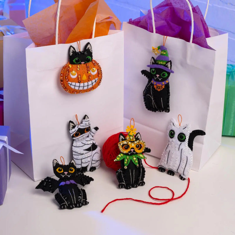Purrfectly Spooky Cats Felt Ornaments Kit - The Art of Home - Jacquelynne Steves