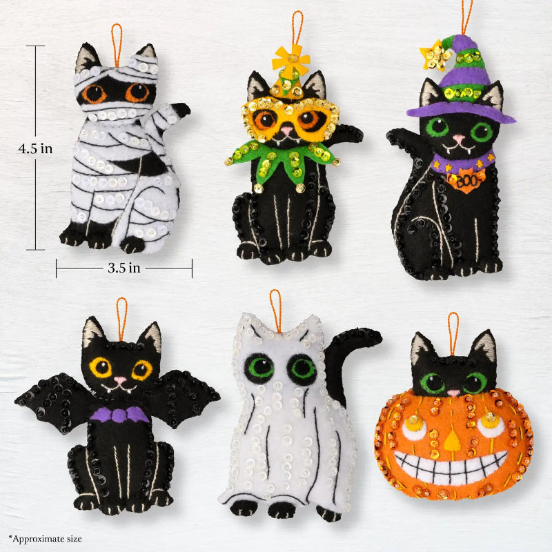 Purrfectly Spooky Cats Felt Ornaments Kit - The Art of Home - Jacquelynne Steves