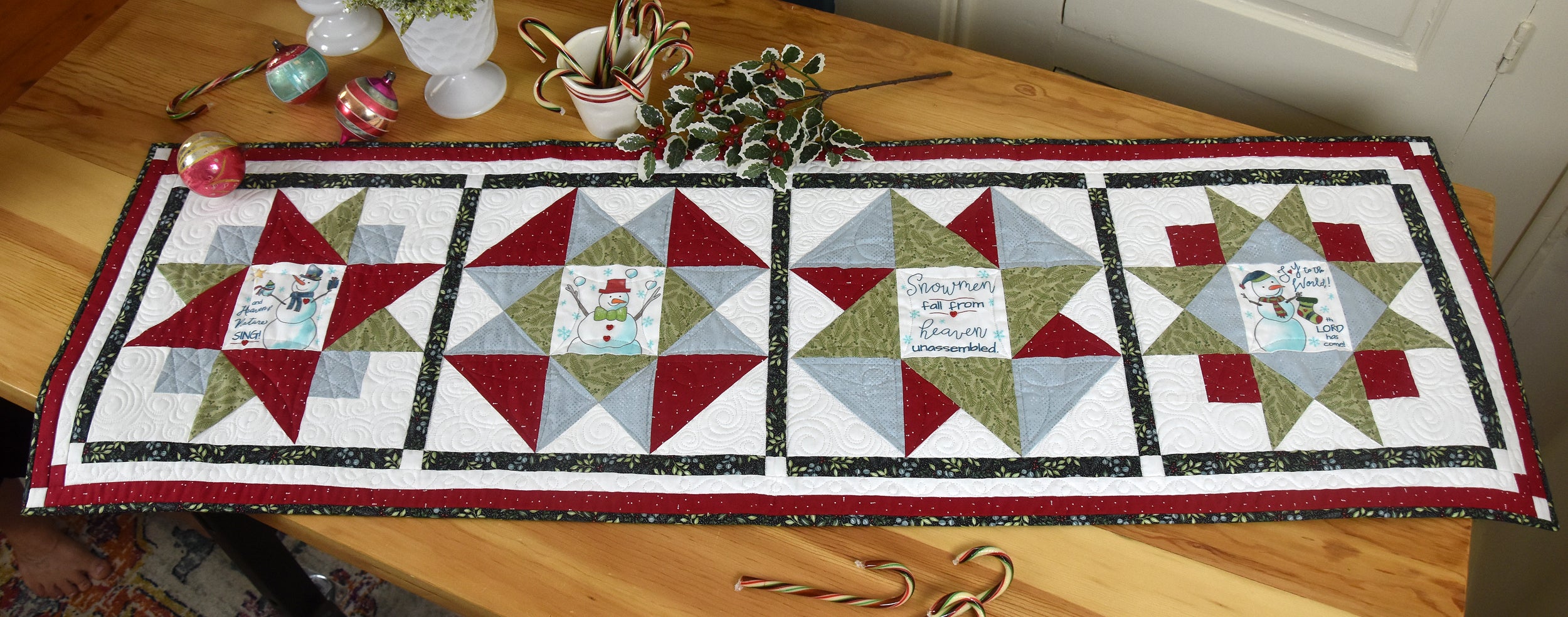 Snowmen from Heaven Table Runner Pattern - Digital - Jacquelynne Steves