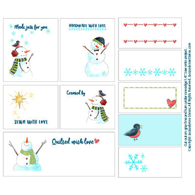 Snowmen Quilt Labels - Jacquelynne Steves