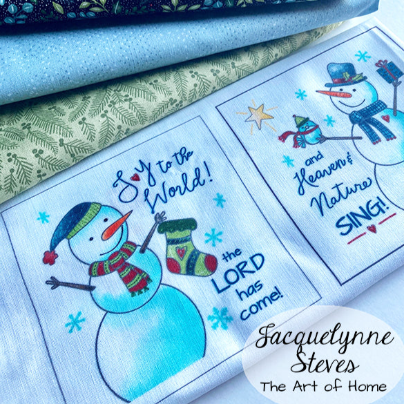 Snowmen From Heaven Fabric Panels with Buttons! - Jacquelynne Steves