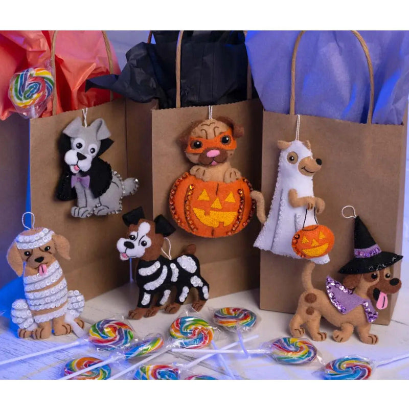 Trick or Treat Puppies Felt Ornaments Kit - The Art of Home - Jacquelynne Steves