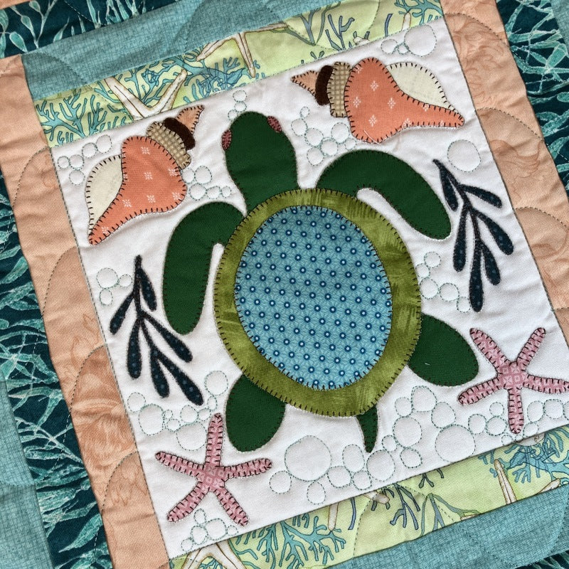 Sea turtle applique design - Seashells and Sea Glass Collection