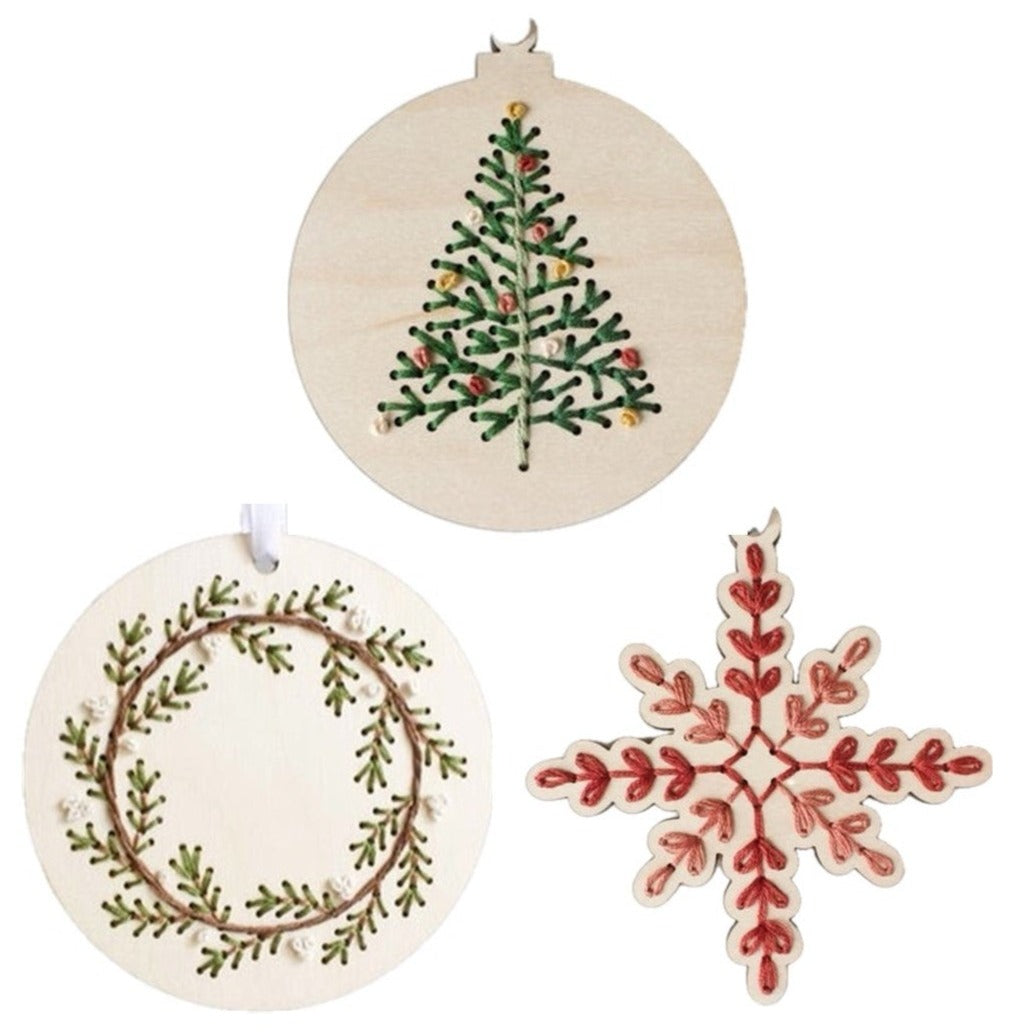 Wooden Ornament Embroidery Kits - Jacquelynne Steves