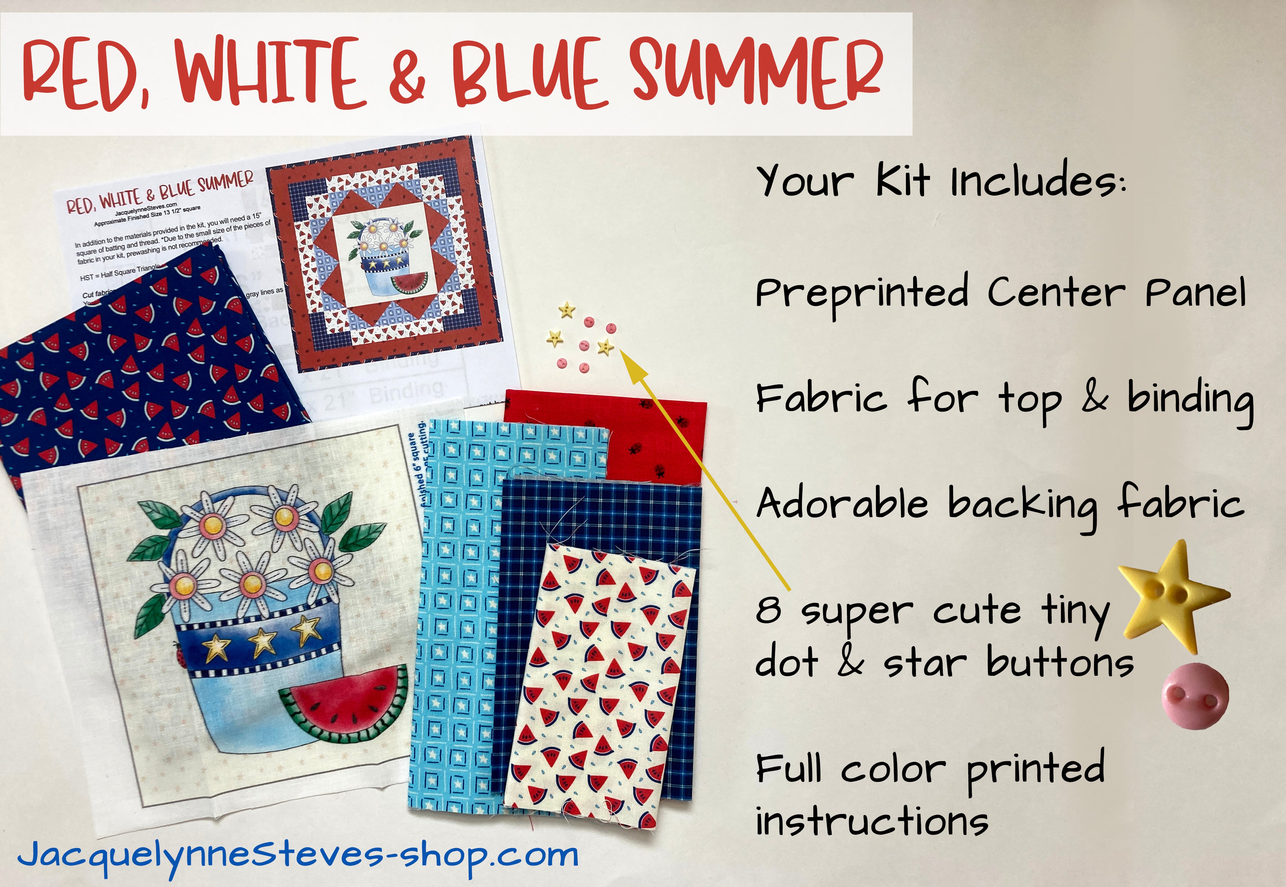 Red, White, & Blue Summer Mini Quilt Kit - Jacquelynne Steves