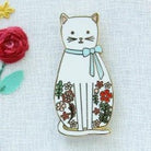 White Floral Cat Magnetic Needle Minder - Jacquelynne Steves