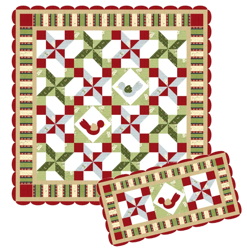 Winter Nest Quilt and Table Runner Pattern - Digital - Jacquelynne Steves