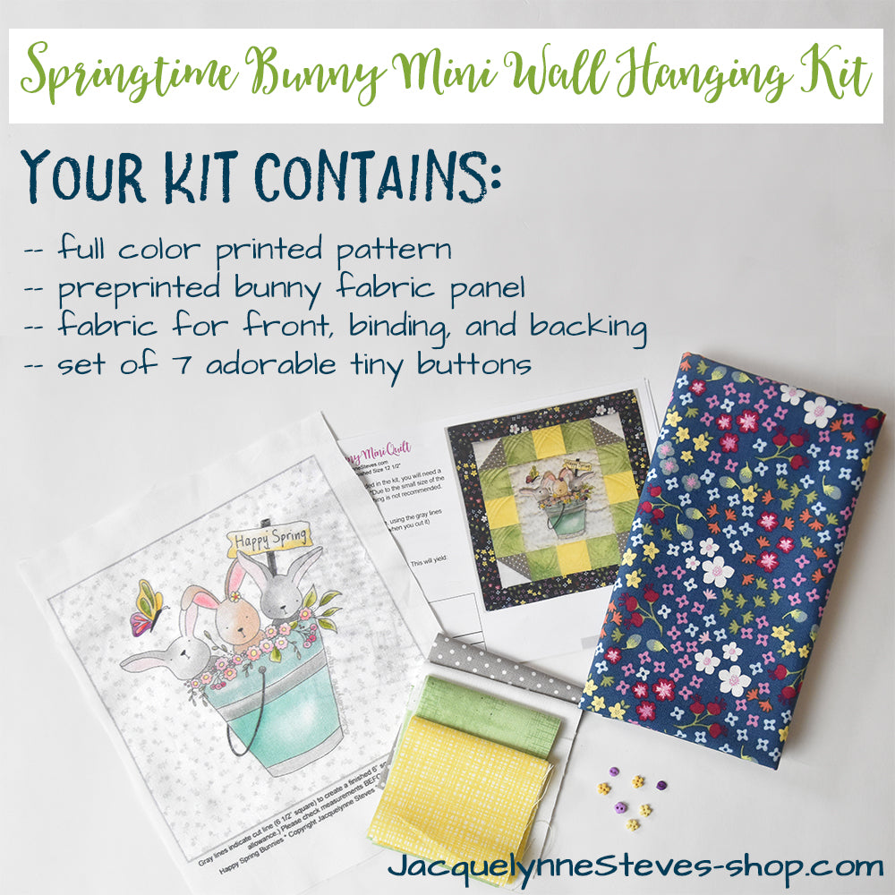 Springtime Bunny Mini Wall Hanging Kit - Jacquelynne Steves